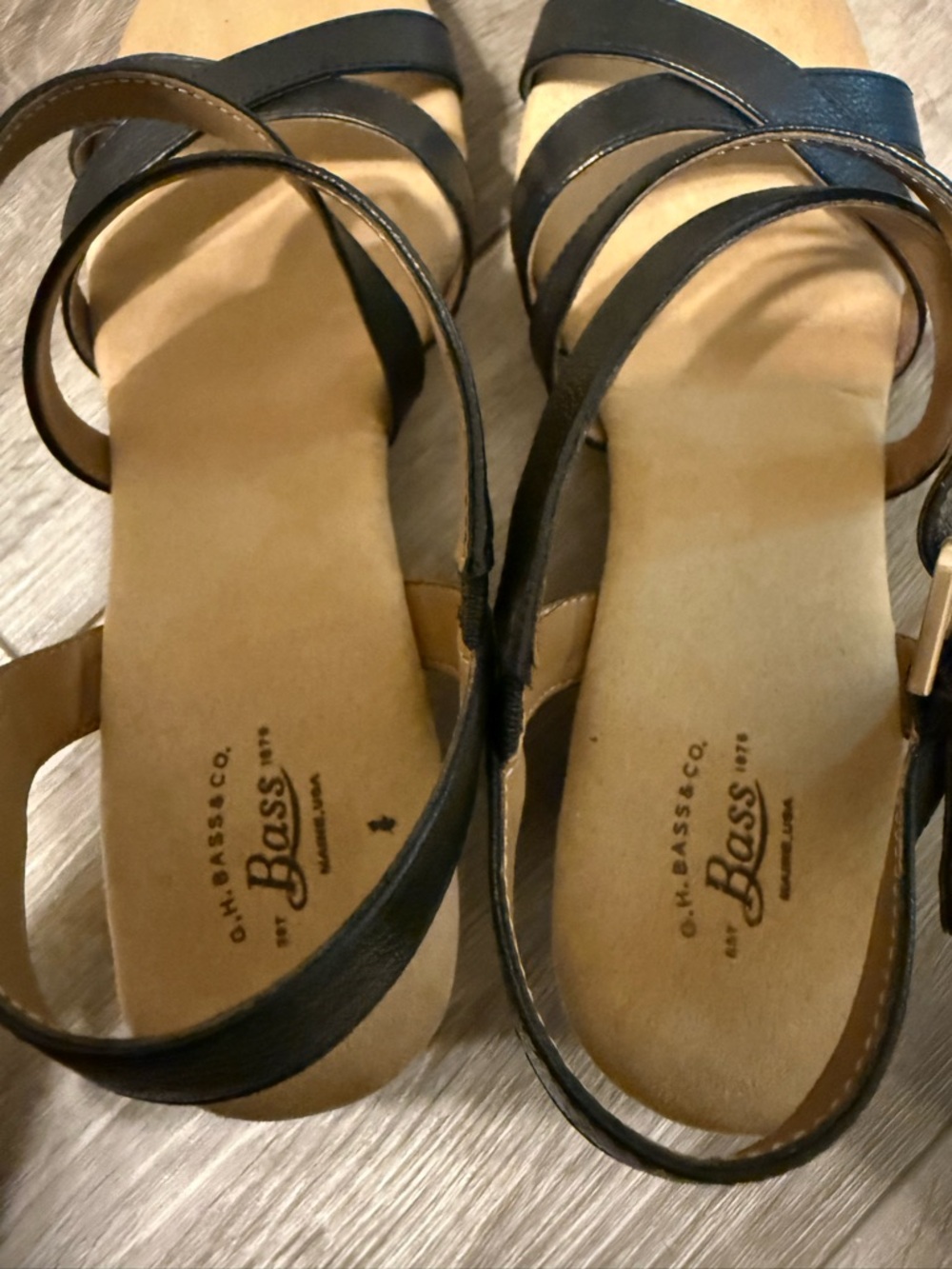 G.H. Bass & Co. Black Crisscross Strap Wedge Sandals - Picture 4 of 6